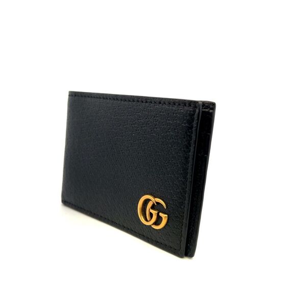 Gucci Black Marmont Gold GG Bi fold Card Case Holder Web wallet Wallet - Picture 3 of 8